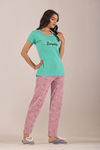Sweet Moon Knit Cotton Pyjama Set - Lightviolet Aqua — thumbnail 4
